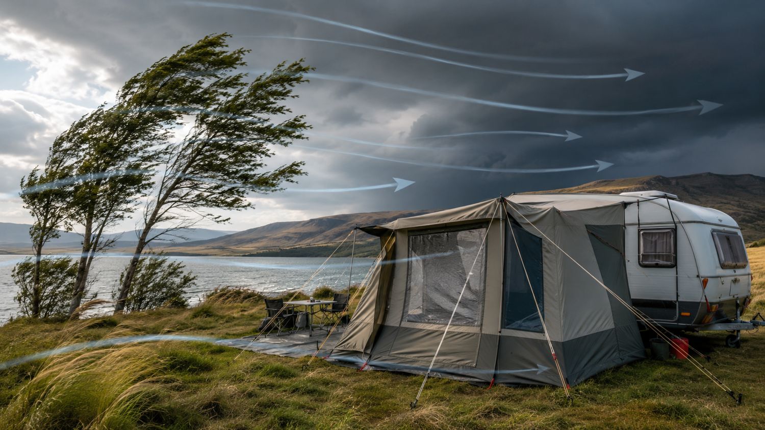 Hoe Wind by ’n Kampterrein Werk